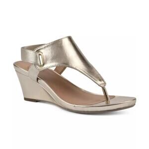 NEW White Mountain Women's All Dres Triangle Thong Sling-Back Wedge Sandal Sz 9